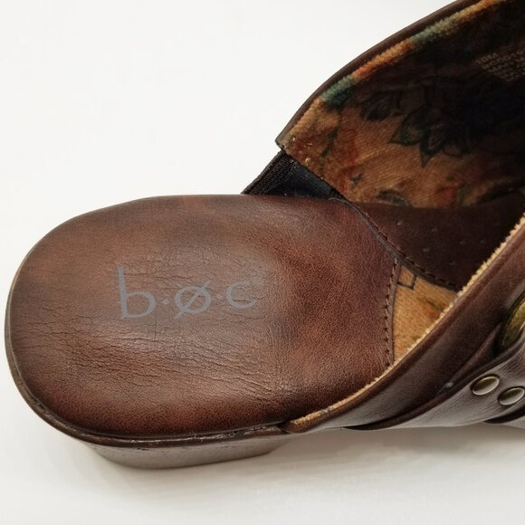 B.O.C. Women's 10M Comfort Slip On Clog Platform Shoes Brown Equestrian Cushion - Picture 13 of 16